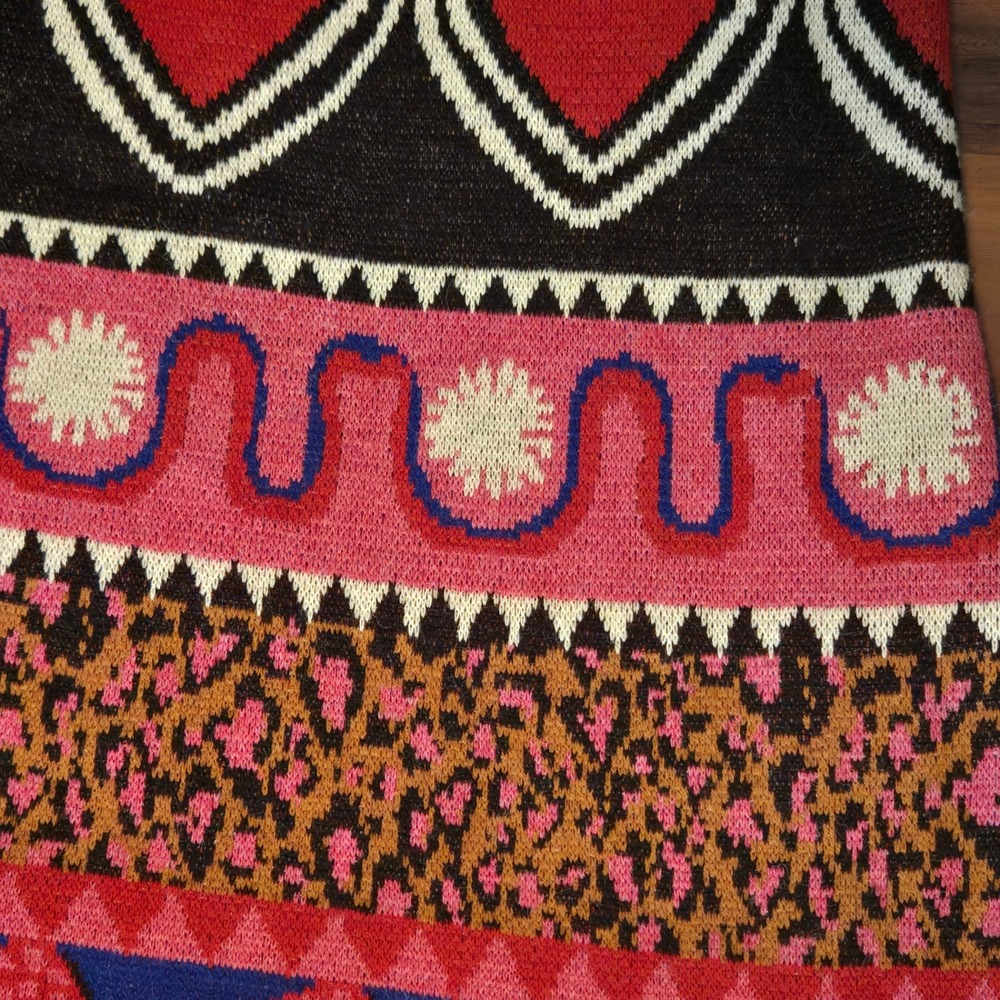 Farm Rio Hearts Mushrooms Leopard Knit A-Line Skirt Multicolor XL 302198 - Picture 4 of 12